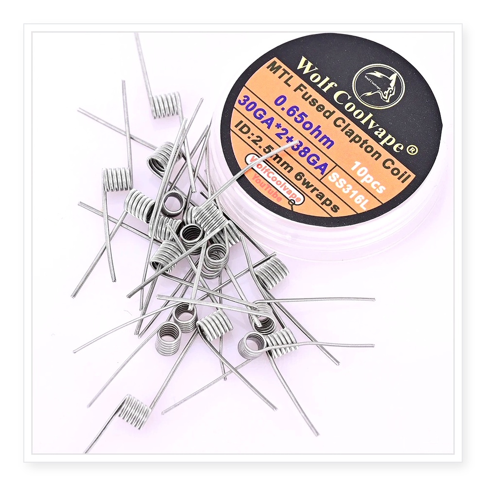 Vape Coil Replacement - Bobines Clapton fusionnées Wolfcoolvape MTL, 0,65